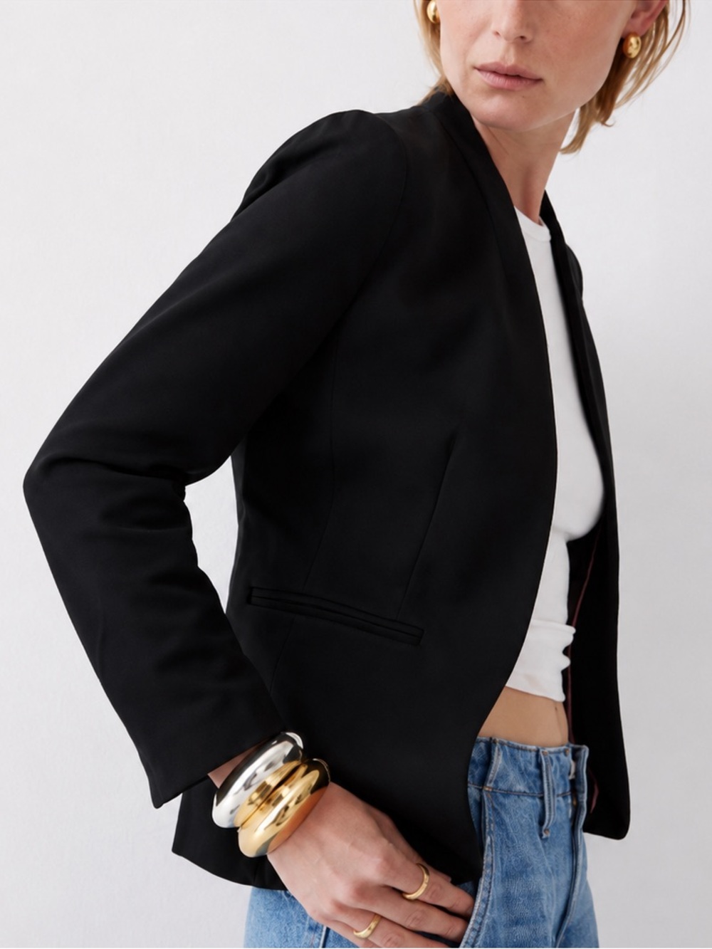 J. Crew Style AB452 Going Out Classic Black Women's Single Hook Closure Blazer